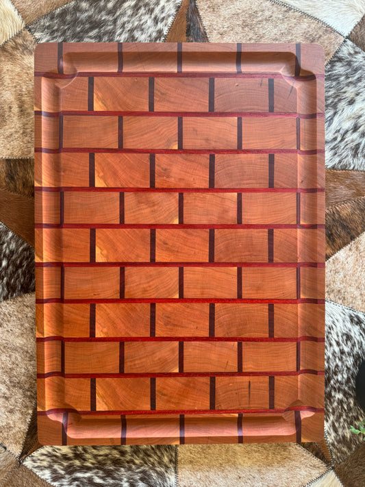 Cherry & Padauk 'Brick' end grain cutting board