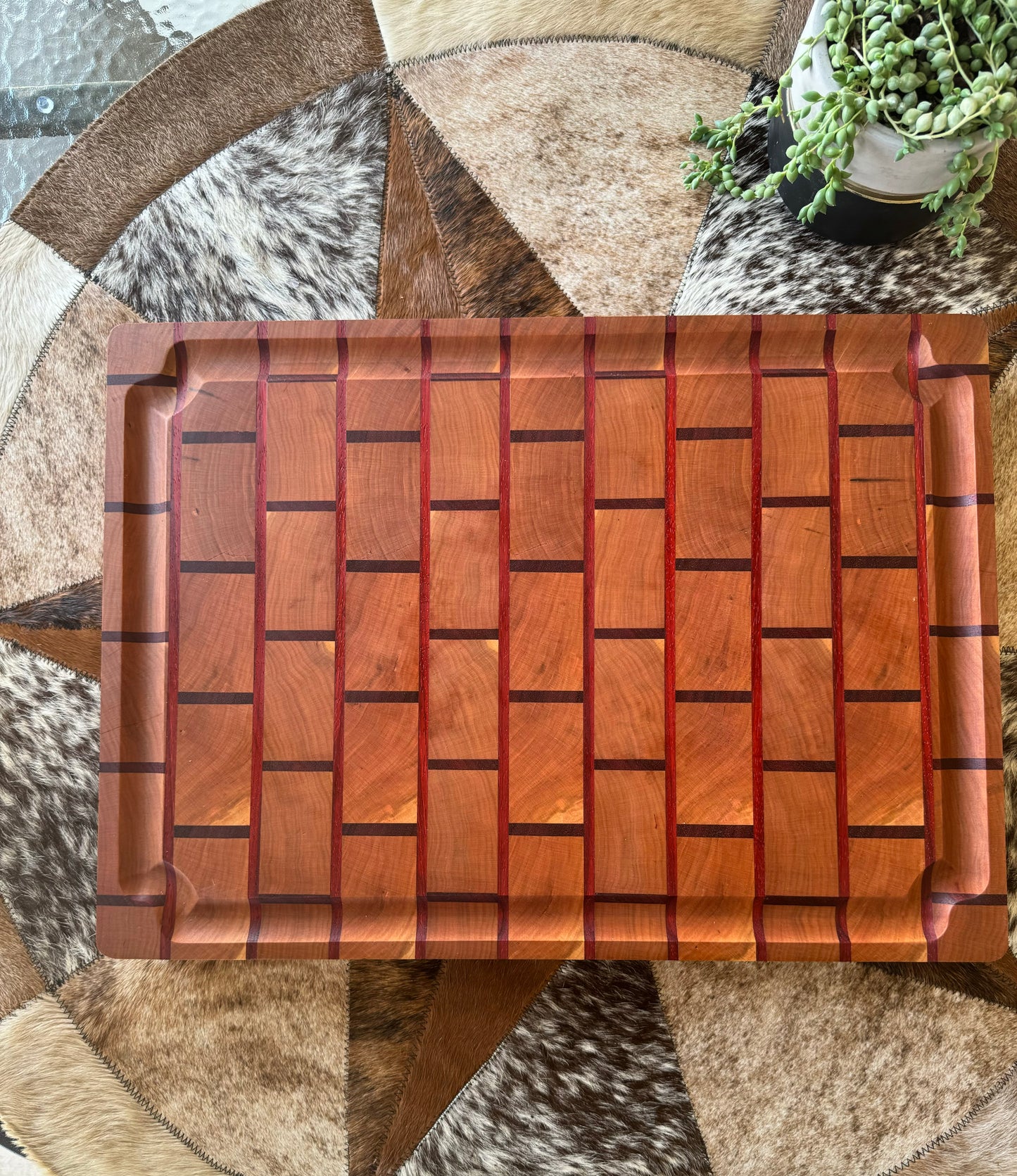 Cherry & Padauk 'Brick' end grain cutting board