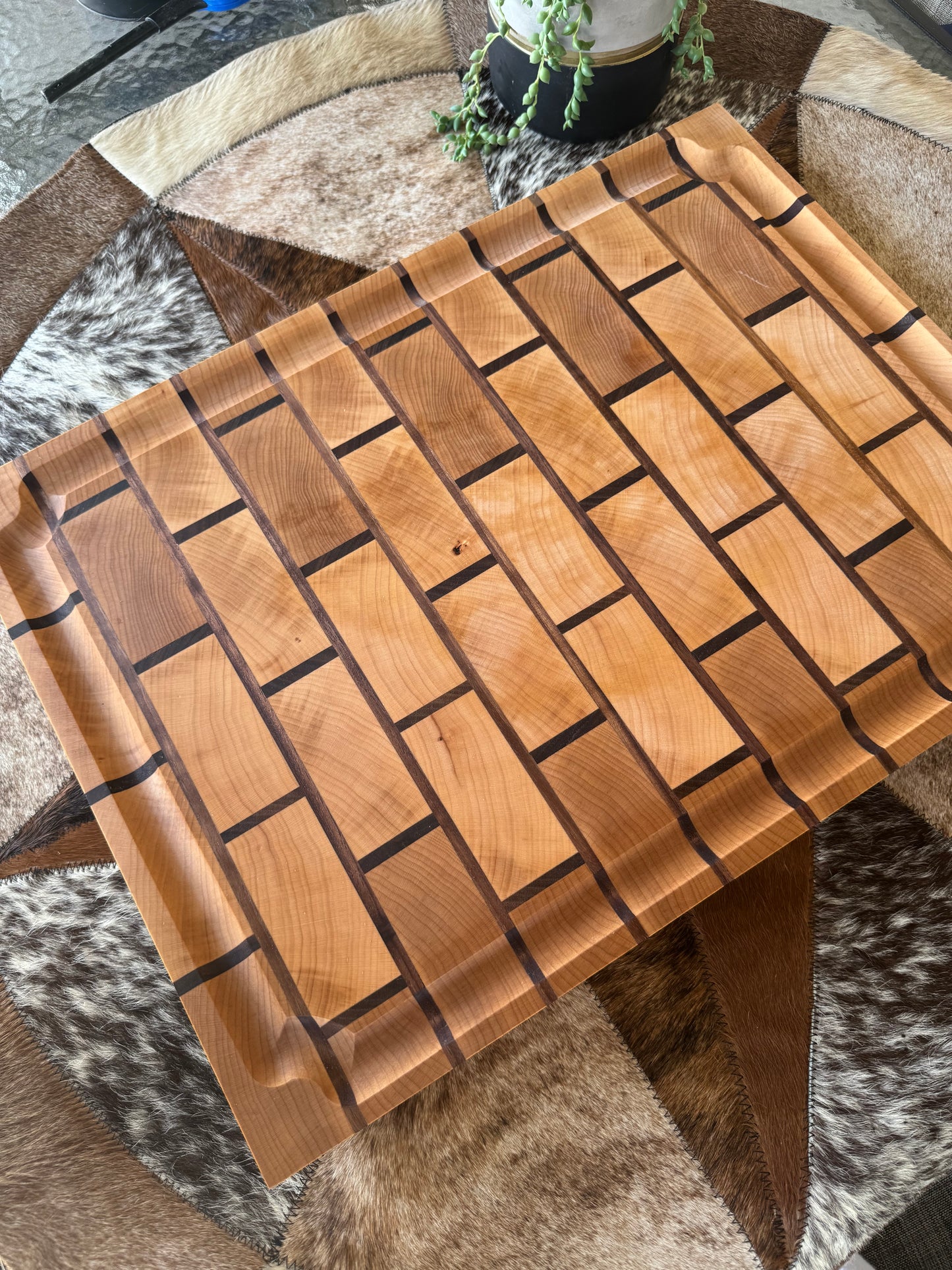 Maple and walnut end grain cutting board