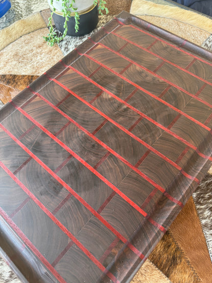 Walnut & Padauk 'Brick' end grain cutting board