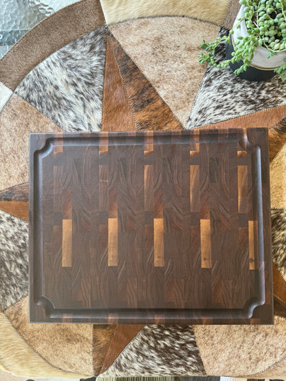 Walnut end grain cutting board